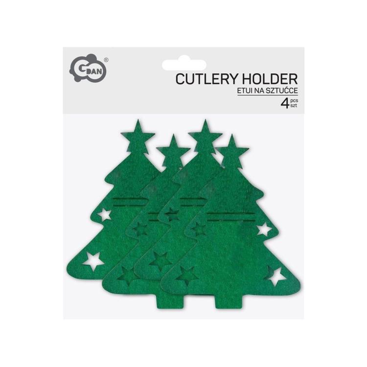 Etui na sztućce Choinka 16,5x20,5cm 4szt