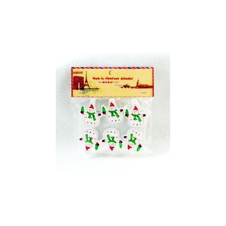 Klamerki ozdobne zimowe Bałwanek 6szt