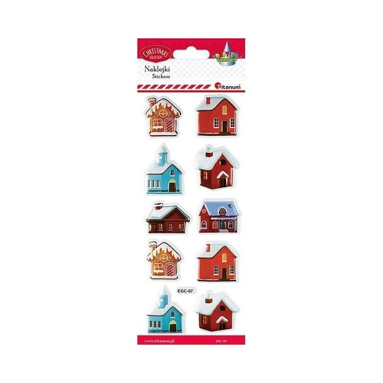 Naklejki wypukłe miękkie domki w śniegu 10szt