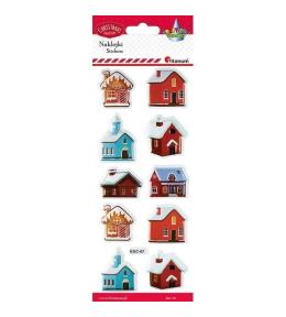 Naklejki wypukłe miękkie domki w śniegu 10szt