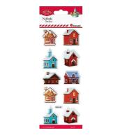 Naklejki wypukłe miękkie domki w śniegu 10szt
