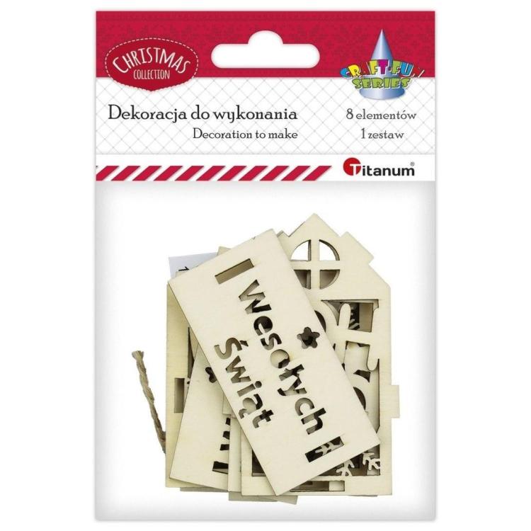 Zawieszka drewniana 3D domek ażurowy 69x56x85mm