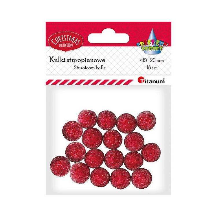 Styropianowe kulki 15/20mm czerwone 24szt