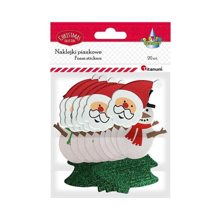 Naklejki piankowe głowy Boże Narodzenie 20szt