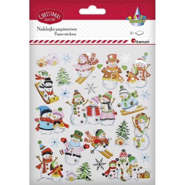 Naklejki papierowe bałwanki 2 arkusze