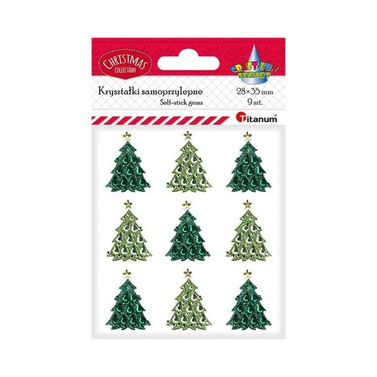 Kryształki samoprzylepne choinki 24x32mm 9szt