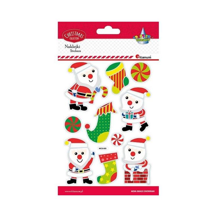 Naklejki wypukłe Mikołaje, skarpety 10szt MIX