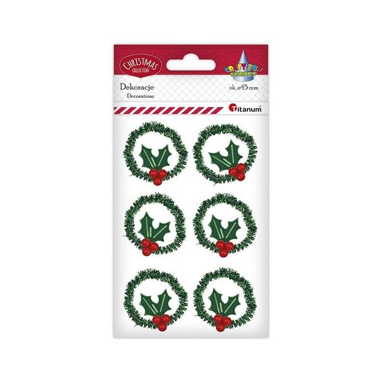 Wianki z drucika dekoracyjnego zielone 4cm 6szt