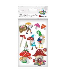 Dekoracje samoprzylepne papierowe 3D krasnale 8szt