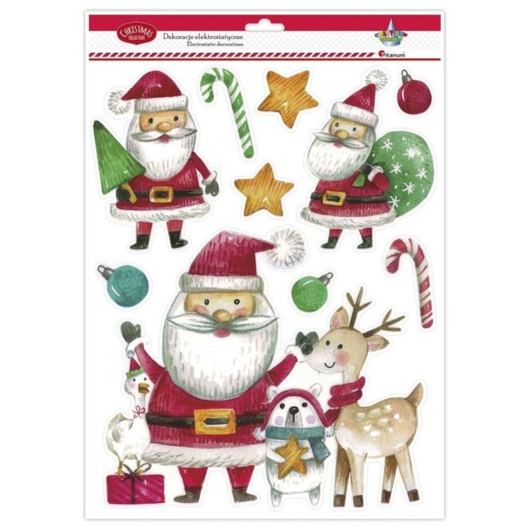 Dekoracje elektrostatyczne Mikołaje 10szt