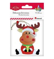 Zawieszka drewniana renifer siedzący 72x98mm