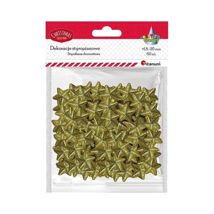 Styropianowe gwiazdki 20x18mm złote 60szt