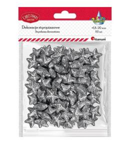 Styropianowe gwiazdki 20x18mm srebrne 60szt