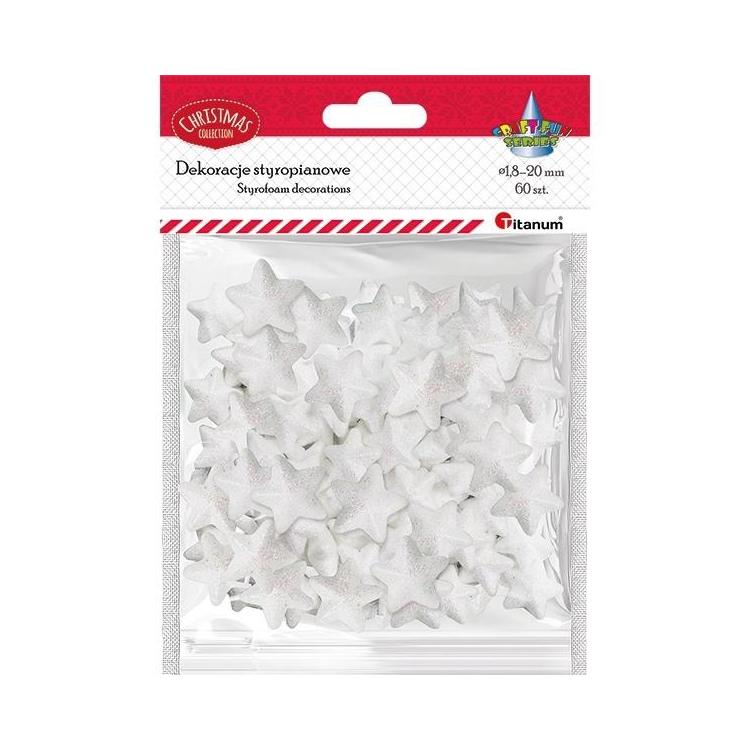 Styropianowe gwiazdki 20x18mm białe 60szt