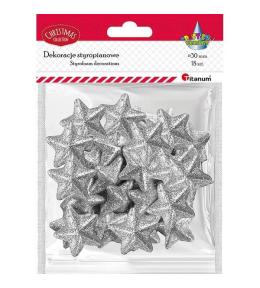Styropianowe gwiazdki 30x28mm srebrne 18szt