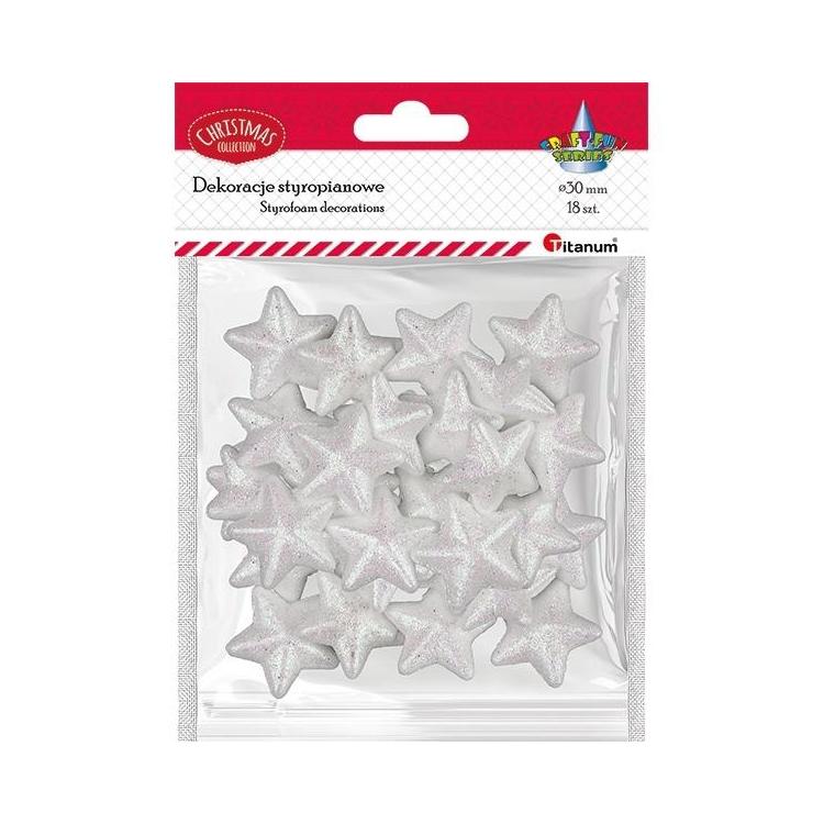 Styropianowe gwiazdki 30x28mm białe 18szt