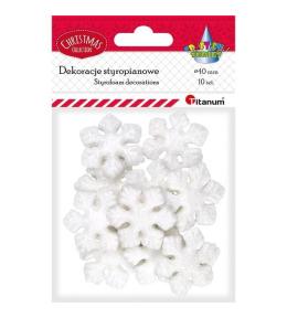 Styropianowe płatki śniegu brokatowe białe 15szt