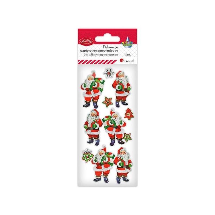 Dekoracje samoprzylepne 3D Mikołaje 11szt