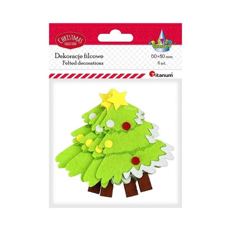 Dekoracje filcowe 3D choinki 60x75mm 4szt