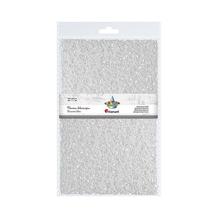 Tkanina dekoracyjna siatka koronkowa biała 60x50cm