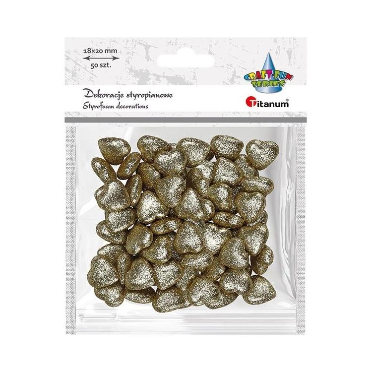 Styropianowe serca 19x19mm złote 50szt