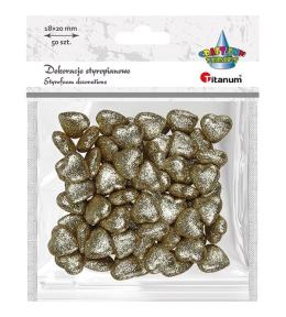 Styropianowe serca 19x19mm złote 50szt