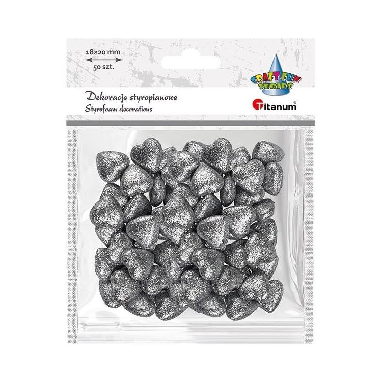 Styropianowe serca 19x19mm srebrne 50szt