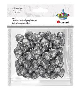 Styropianowe serca 19x19mm srebrne 50szt