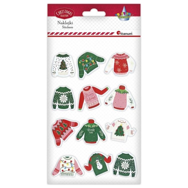 Naklejki wypukłe świąteczne sweterki 12szt