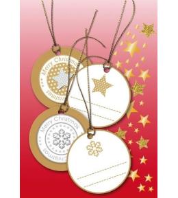 Zawieszki Boże Narodzenie okrągłe złote 5cm