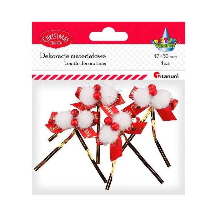 Kokarda czerwona z napisem Merry Christmas 4szt