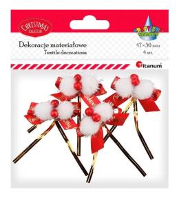 Kokarda czerwona z napisem Merry Christmas 4szt