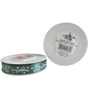 Wstążka satynowa Wesołych Świąt 12mm zielona