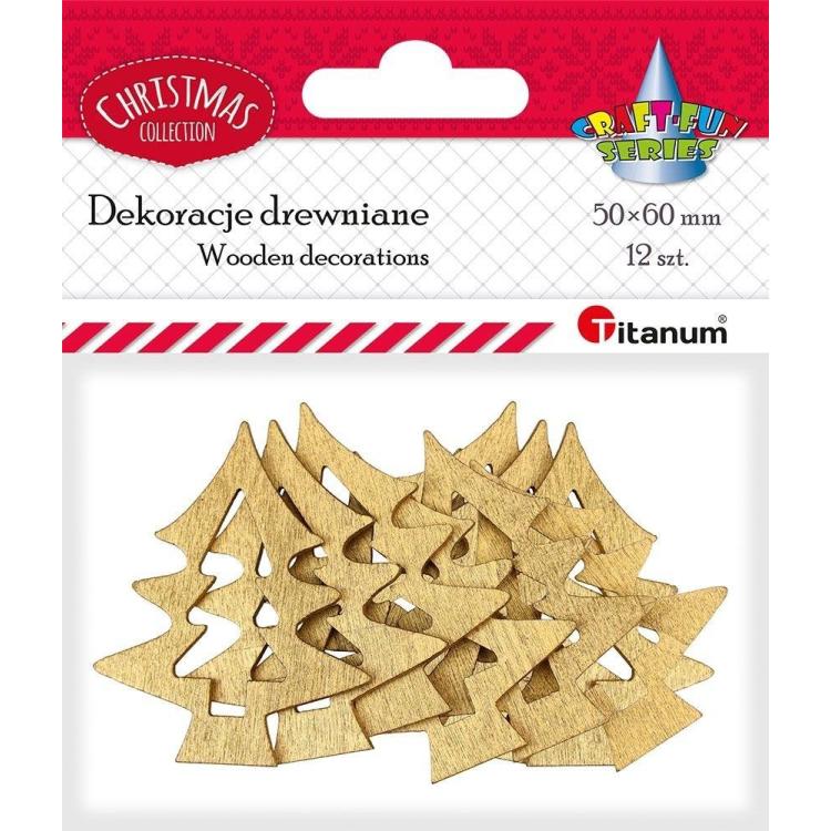 Choinki drewniane złote 6x5cm 2szt