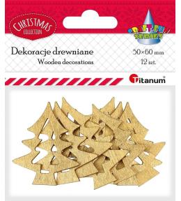 Choinki drewniane złote 6x5cm 2szt