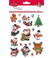 Naklejki wypukłe Mikołaje bałwanki Ciastek 17szt