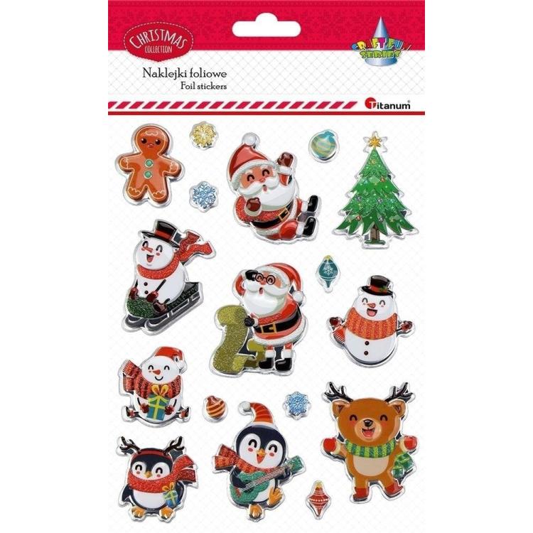 Naklejki wypukłe Mikołaje bałwanki Ciastek 17szt