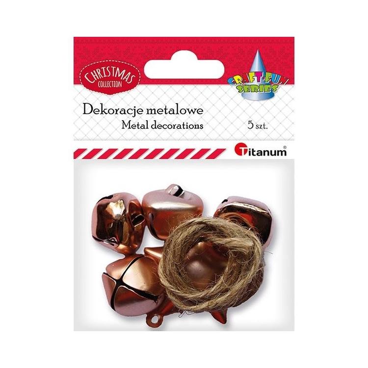 Dekoracje metal dzwoneczki gwiazdka + sznurek 5szt