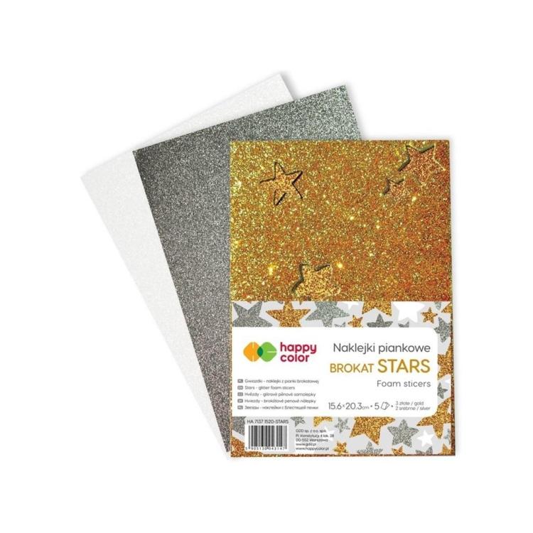 Naklejki Gwiazdki brokatowe A5/3K HAPPY COLOR
