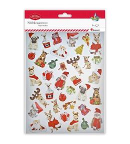 Naklejki papierowe świątecznie psy i koty 72szt