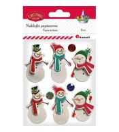 Naklejki papierowe 3D Bałwanki 6szt