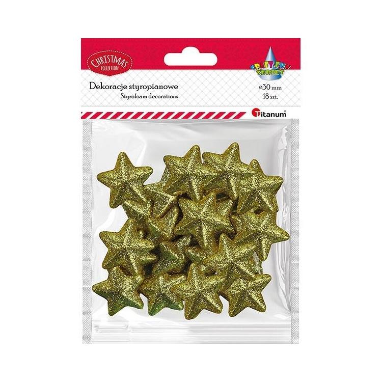 Styropianowe gwiazdki 30x28mm złote 18szt