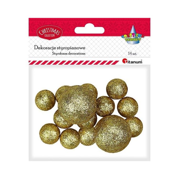 Styropianowe kulki 16/25/27mm złote 14szt