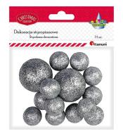 Styropianowe kulki 16/25/27mm srebrne 14szt