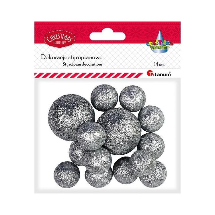 Styropianowe kulki 16/25/27mm srebrne 14szt