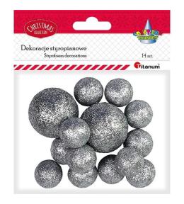 Styropianowe kulki 16/25/27mm srebrne 14szt