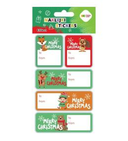 Naklejki Xmas animals tag 10x20cm HAPPY COLOR