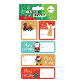 Naklejki Merry Xmas tag 10x20cm HAPPY COLOR