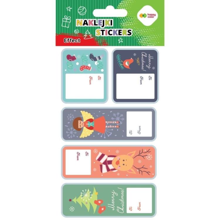 Naklejki Xmas stamp tag 10x20cm HAPPY COLOR