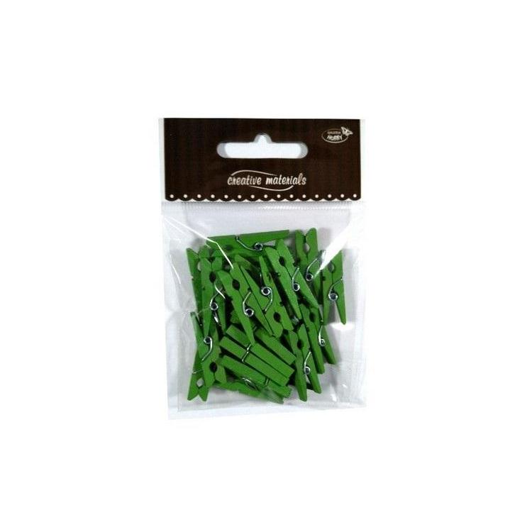 Klamerki drewniane zielone 30mm 25szt